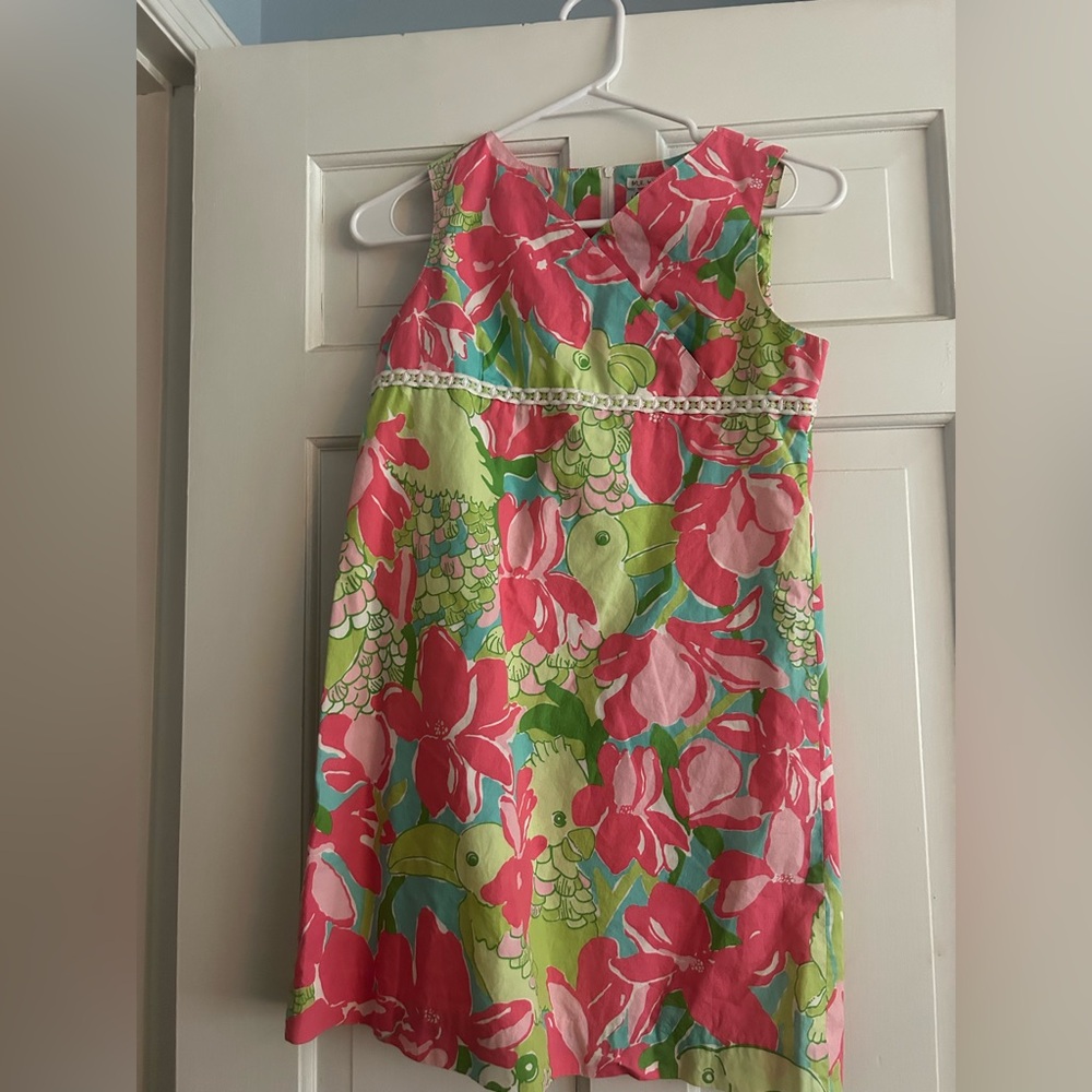 Lilly Pulitzer Pink and Green Tie Front Halter Sundress